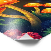 Mushroom Forest Magic Fantasy Cat Fotodruck (Ecke)