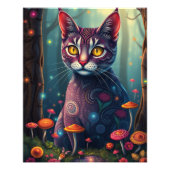 Mushroom Forest Magic Fantasy Cat Fotodruck (Vorne)