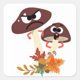 MUSHROOM FRIENDS QUADRATISCHER AUFKLEBER