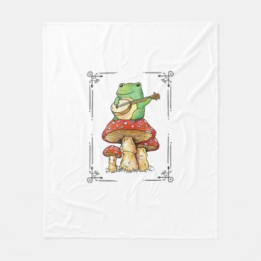 Mushroom Frog Goblincore Mycology Artistic Design Fleecedecke (Vorderseite)