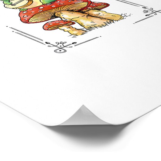 Mushroom Frog Goblincore Mycology Artistic Design Poster (Ecke)
