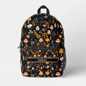 Mushroom Garden Black Backpack Bedruckter Rucksack (Vorderseite)
