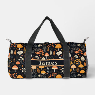 Mushroom Garden Black Duffel Bag Duffle Bag