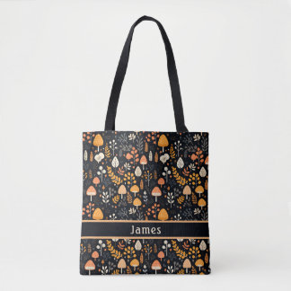 Mushroom Garden Black Tote Bag Tasche