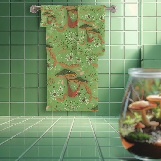 Mushroom Garden Green Badhandtuch Set