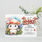 Mushroom Garden Watercolor Babydusche Einladung (Stehend Vorderseite)