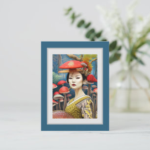 Mushroom Geisha Surreal Fantasy Art Postkarte