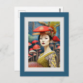 Mushroom Geisha Surreal Fantasy Art Postkarte (Vorne/Hinten)