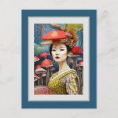 Mushroom Geisha Surreal Fantasy Art Postkarte (Vorderseite)