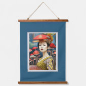 Mushroom Geisha Surreal Fantasy Art Wandteppich Mit Holzrahmen (Vorderseite)