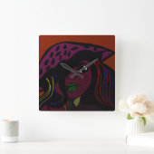 Mushroom Girl Quadratische Wanduhr (Zuhause)