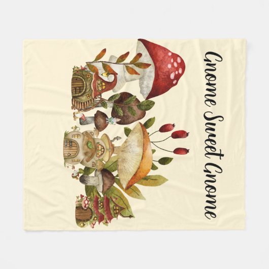 Mushroom Gnome-Verzauberung Fleecedecke (Vorderseite (Horizontal))