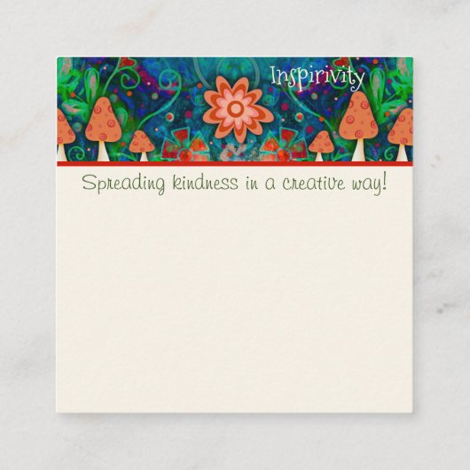 Mushroom Good Quote Kindle Card Quadratische Visitenkarte (Rückseite)