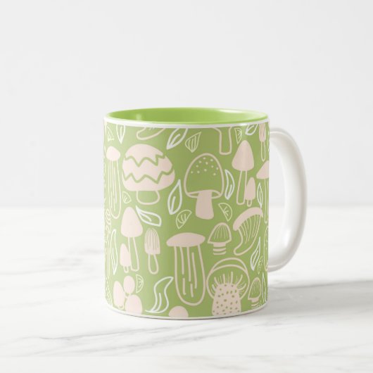 Mushroom Green Cream Zweifarbige Tasse (VorderseiteRechts)