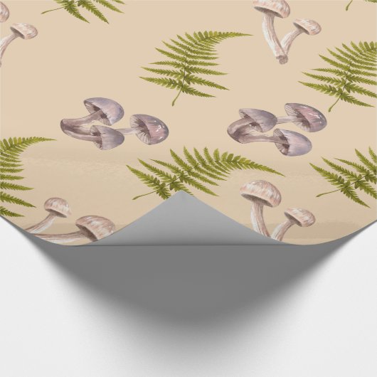 Mushroom & Green Fern Woodland Themed Geschenkpapier (Ecke)