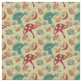 Mushroom Green Pattern Mitte des Jahrhunderts Stoff (Nahaufnahme)