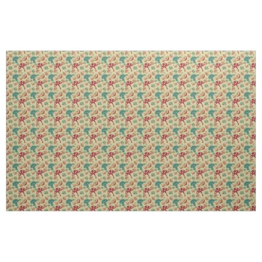 Mushroom Green Pattern Mitte des Jahrhunderts Stoff (Fat Quarter (45,7 x 55,9 cm))