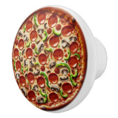 Mushroom, Green Peppers and Pepperoni Pizza Keramikknauf (Rechts)