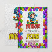 Mushroom Guardian Personalisiert Birthday Einladun Einladung (Vorne/Hinten)