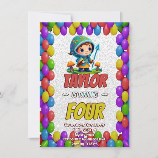 Mushroom Guardian Personalisiert Birthday Einladun Einladung (Vorderseite)