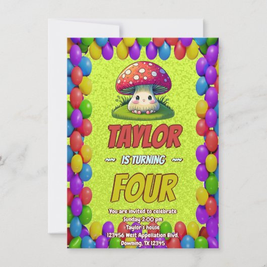 Mushroom Guardian Personalisiert Birthday Einladun Einladung (Vorderseite)