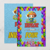 Mushroom Guardian Personalisiert Birthday Einladun Einladung (Vorne/Hinten)