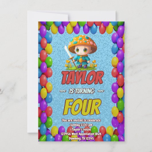 Mushroom Guardian Personalisiert Birthday Einladun Einladung (Vorderseite)