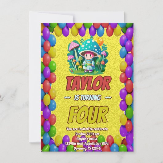 Mushroom Guardian Personalisiert Birthday Einladun Einladung (Vorderseite)