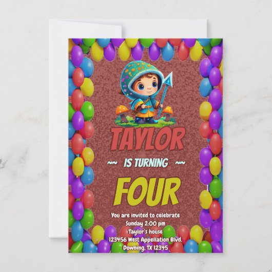 Mushroom Guardian Personalisiert Birthday Einladun Einladung (Vorderseite)