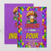 Mushroom Guardian Personalisiert Birthday Einladun Einladung (Vorne/Hinten)