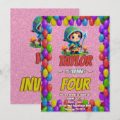 Mushroom Guardian Personalisiert Birthday Einladun Einladung (Vorne/Hinten)