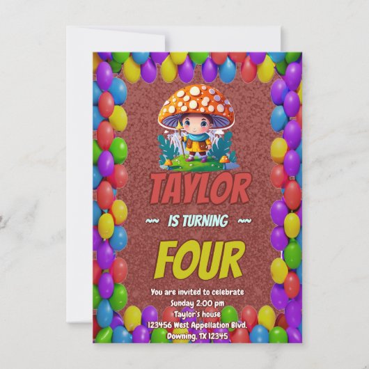 Mushroom Guardian Personalisiert Birthday Einladun Einladung (Vorderseite)