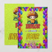 Mushroom Guardian Personalisiert Birthday Einladun Einladung (Vorne/Hinten)