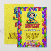 Mushroom Guardian Personalisiert Birthday Einladun Einladung (Vorne/Hinten)