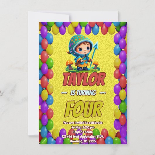 Mushroom Guardian Personalisiert Birthday Einladun Einladung (Vorderseite)