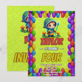 Mushroom Guardian Personalisiert Birthday Einladun Einladung (Vorne/Hinten)