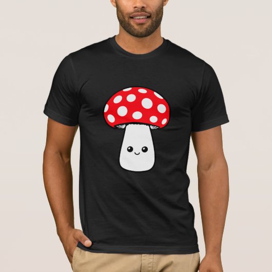 Mushroom Happy Cute Smiling Face Kawaii Cheerful T-Shirt (Vorderseite)