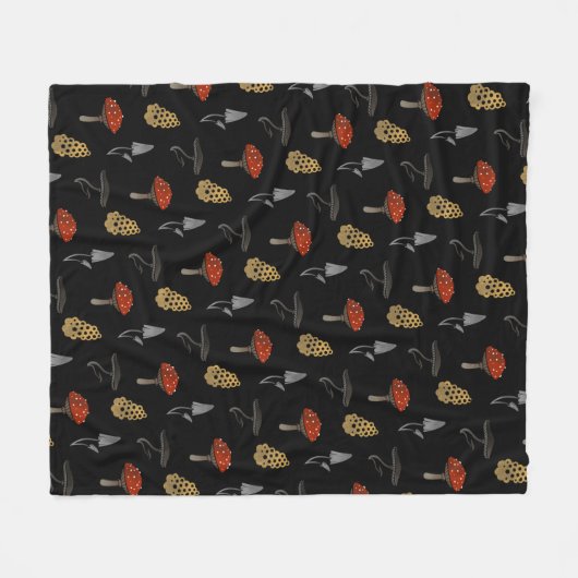 Mushroom Harvest Blanket - Fleece Schwarz (Vorderseite (Horizontal))