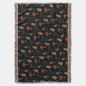 Mushroom Harvest Throw Blanket - Schwarz Decke (Vorderseite Vertikal)