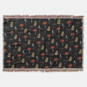 Mushroom Harvest Throw Blanket - Schwarz Decke (Vorderseite)