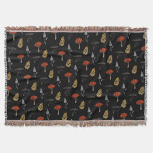 Mushroom Harvest Throw Blanket - Schwarz Decke