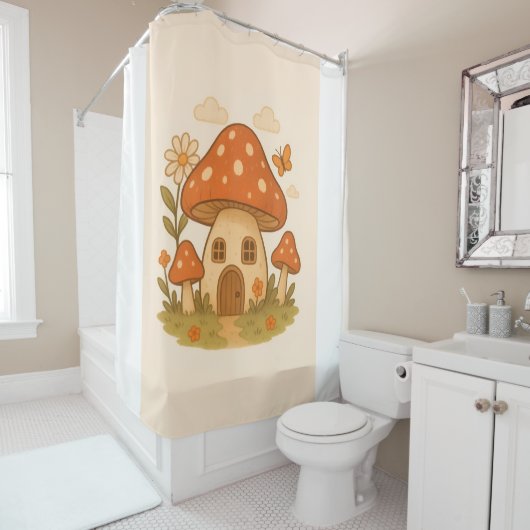 Mushroom house bathroom curtain duschvorhang (Beispiel)