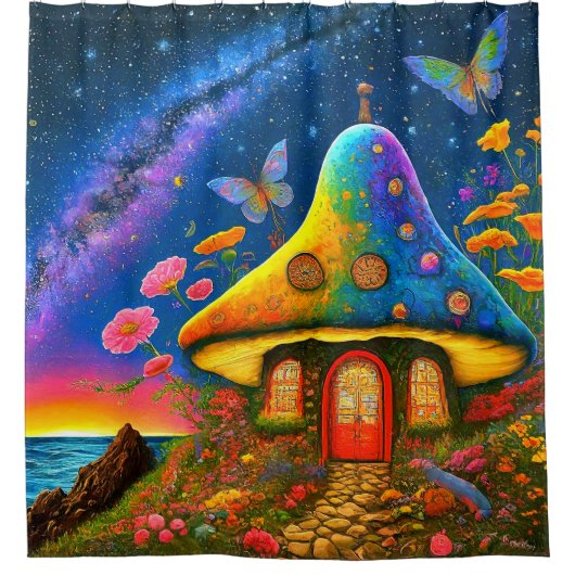 Mushroom House Duschvorhang (Vorderseite)