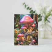 Mushroom House Fairy Garden Enchanted Forest Postkarte (Stehend Vorderseite)