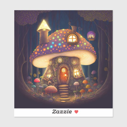 Mushroom House Fantasy Art Aufkleber (Blatt)