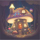Mushroom House Fantasy Art Aufkleber (Vorderseite)