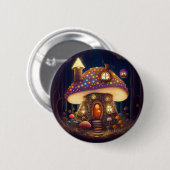 Mushroom House Fantasy Art Button (Vorne & Hinten)