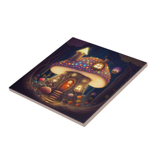 Mushroom House Fantasy Art Fliese (Seite)