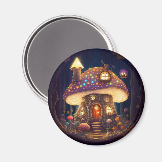 Mushroom House Fantasy Art Magnet (Vorderseite/Rückseite)