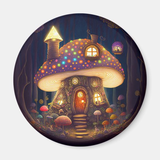 Mushroom House Fantasy Art Magnet (Vorne)